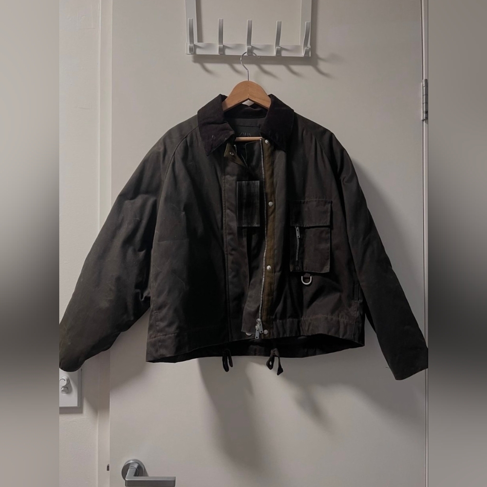Brand New With Tags Zara Corduroy Collar Waxed Jacket ZW Collection/Never Worn